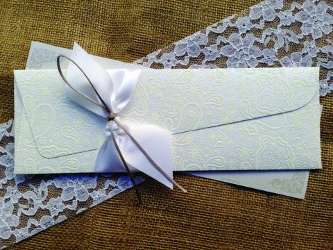 Προσκλητήρια Γάμου Δαντέλα -Γ1507 - <p>Μοναδικό βίνταζ προσκλητήριο γάμου από χαρτί με υφή δαντέλας και δέσιμο από φαρδιά μεταξωτή κορδέλα.</p>...