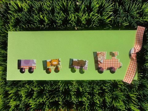 Προσκλητήρια βάπτισης -Β1339 - <p>Πρωτότυπο συρταρωτό προσκλητήριο με κοπτικό τρενάκι και θέμα τα ζωάκια!</p>...