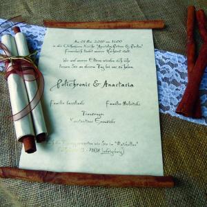 Προσκλητήριο Γάμου Πάπυρος -vin09 - <p>Ιδιαίτερο προσκλητήριο γάμου πάπυρος με κανέλες!</p>...