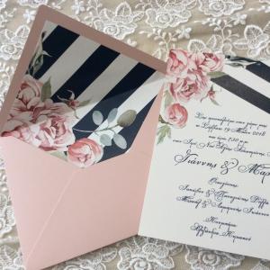 Προσκλητήρια γάμου 2018 -Γ1811 - <p>Ρομαντικό προσκλητήριο φλοράλ, με φόδρα!</p>...